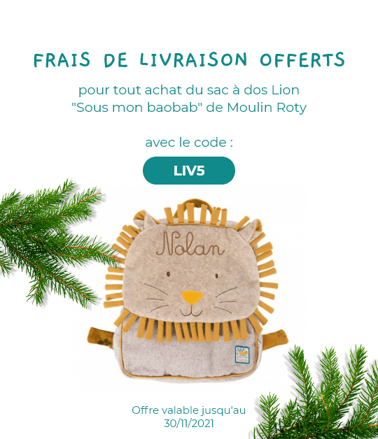 Sac A Dos Personnalise Lion Sous Mon Baobab Moulin Roty